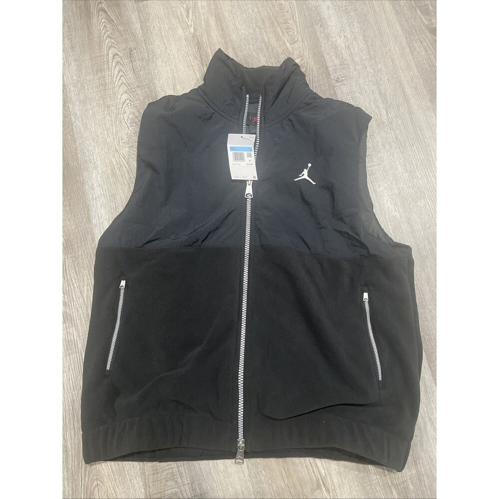Jordan Essentials Fleece Vest Mens Medium FD8628-010 Black Full Zip